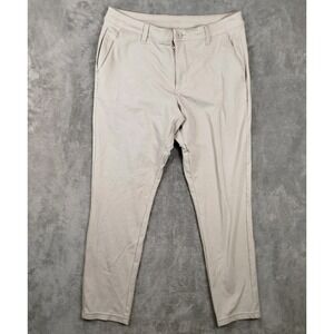 INTO THE AM Slim Fit All Day Stretch Beige Pants Mens 34x30 Tapered Lightweight